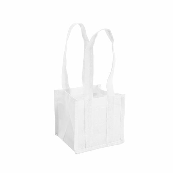 Jute Gift Bags |  Poly Flax Jute Posy Bag w Liner White (17.5×17.5x14cmH) Gift Bags Jute Gift Bags