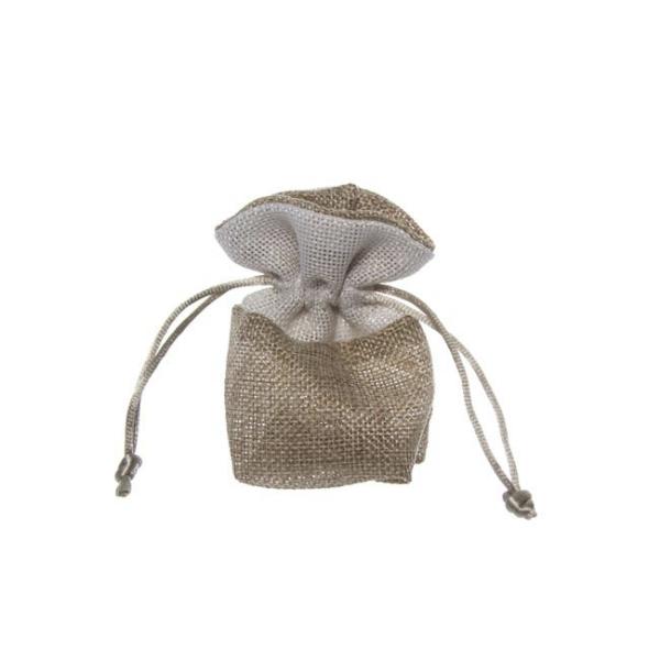 Jute Pouches |  Jute Pouch With White Trim Smal Pack 10 Natural (8x8cmH) Gift Bags Jute Pouches