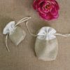 Jute Pouches |  Jute Pouch With White Trim Smal Pack 10 Natural (8x8cmH) Gift Bags Jute Pouches