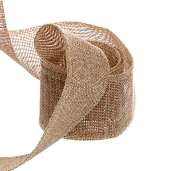 Jute Ribbons |  Faux Jute Ribbon Sewn Edge Natural (50mmx10m) Fabric & Paper Ribbons Brown