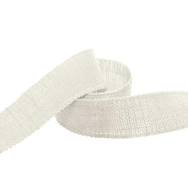 Jute Ribbons |  Natural Jute Ribbon Sewn Edge Cream (40mmx10m) Fabric & Paper Ribbons Cream Ivory