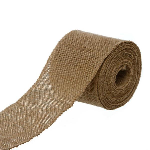 Jute Ribbons |  Natural Jute Ribbon Wide Sewn Edge Natural (100mmx10m) Fabric & Paper Ribbons Brown