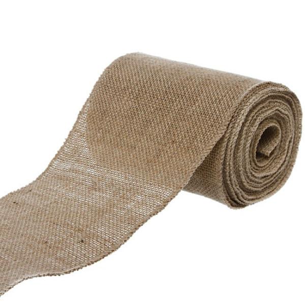 Jute Ribbons |  Natural Jute Ribbon Wide Sewn Edge Natural (150mmx10m) Fabric & Paper Ribbons Brown