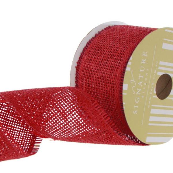 Jute Ribbons |  Ribbon Paper Mesh Red (60mmx20m) Fabric & Paper Ribbons Jute Ribbons