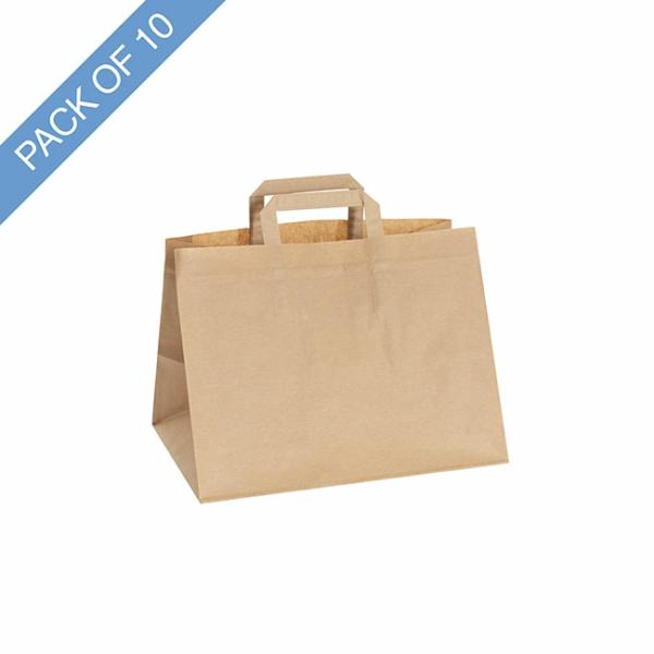 Kraft Paper Carry Bags |  Brown Kraft Paper Bag Boutique Pack 10 (320Wx215Gx245mmH) Kraft Paper Carry Bags