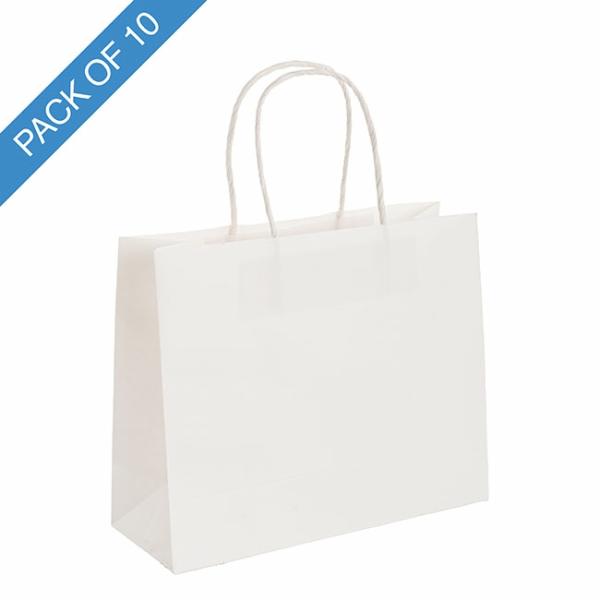 Kraft Paper Carry Bags |  Kraft Paper Bag Boutique Jumbo White Pk10 (450Wx100Gx350mmH) Gift Bags Kraft Paper Carry Bags