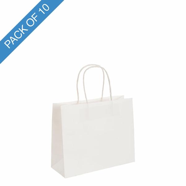 Kraft Paper Carry Bags |  Kraft Paper Bag Boutique Med White Pk10 (220Wx80Gx180mmH) Gift Bags Kraft Paper Carry Bags