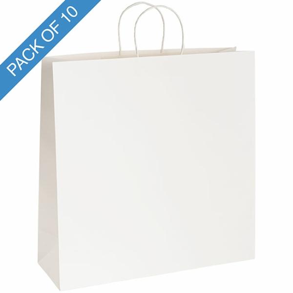 Kraft Paper Carry Bags |  Kraft Paper Bag Shopper Giant White Pk10 (450Wx150Gx430mmH) Gift Bags Kraft Paper Carry Bags