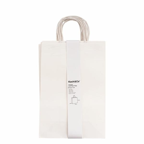 Kraft Paper Carry Bags |  Kraft Paper Bag Shopper Large White Pk10 (240Wx120Gx355mmH) Gift Bags Kraft Paper Carry Bags