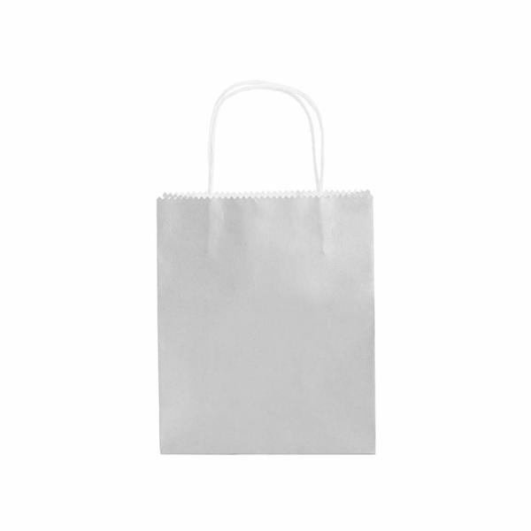 Kraft Paper Carry Bags |  Kraft Paper Bag Shopper Medium Silver Pk10 (180Wx85Gx215mmH) Christmas Kraft Bags Christmas Kraft Bags