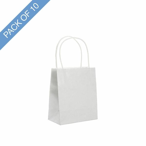 Kraft Paper Carry Bags |  Kraft Paper Bag Shopper X Sml Silver Pk10 (140Wx75Gx165mmH) Christmas Kraft Bags Christmas Kraft Bags