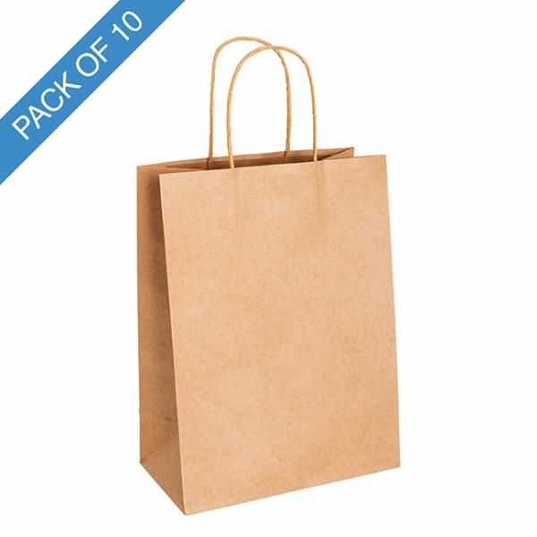 Kraft Paper Carry Bags |  Kraft Paper Bag Shopper Xl Brown Pk10 (320Wx110Gx420mmH) Gift Bags Kraft Paper Carry Bags