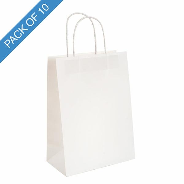 Kraft Paper Carry Bags |  Kraft Paper Bag Shopper Xl White Pk10 (320Wx110Gx420mmH) Gift Bags Kraft Paper Carry Bags