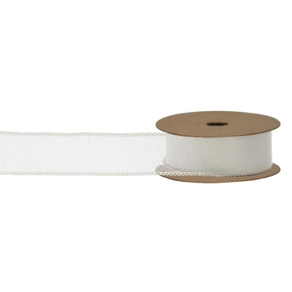 Linen Ribbons |  Ribbon Plain Linen With Scalloped Edge White (40mmx10m) Fabric & Paper Ribbons Linen Ribbons