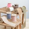 Linen Ribbons |  Ribbon With Wooden Spool Linen Look Pink (80mmx5m) Fabric & Paper Ribbons Linen Ribbons