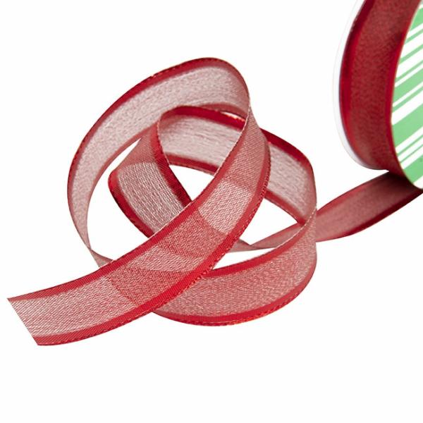 Metallic Ribbon |  Ribbon Metallic Shimmer Wire Edge Red (25mmx20m) Fabric & Paper Ribbons Metallic Red