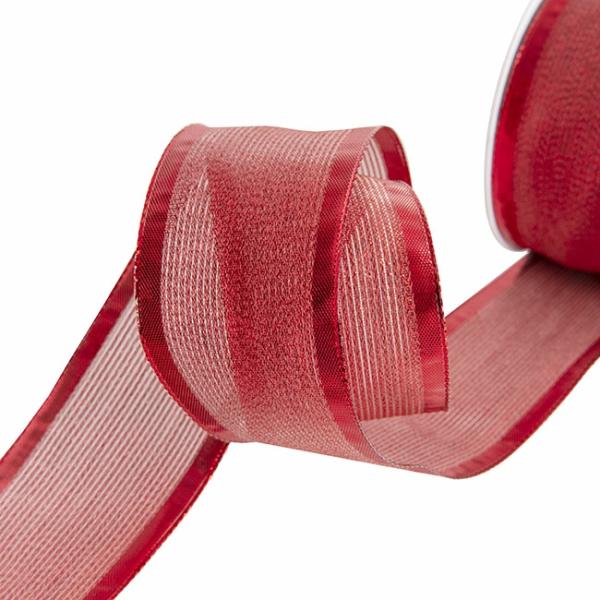 Metallic Ribbon |  Ribbon Metallic Shimmer Wire Edge Red (50mmx20m) Fabric & Paper Ribbons Metallic Red