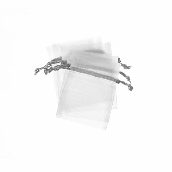 Organza Gift Bags |  Organza Gift Bag Small White Silver Pack 10 (7.5x10cmH) Gift Bags Organza Gift Bags