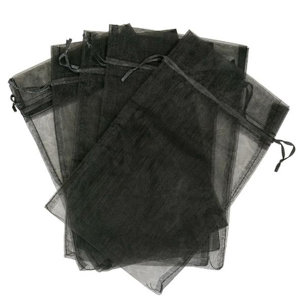 Organza Gift Bags |  Organza Gift Bomboniere Bag Large Black Pack 10 (15x24cmH) Gift Bags Black