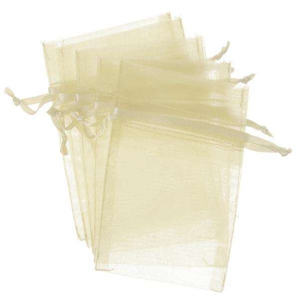 Organza Gift Bags |  Organza Gift Bomboniere Bag Large Ivory Pack 10 (15x24cmH) Gift Bags Cream Ivory