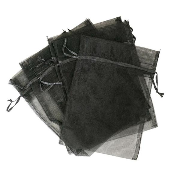 Organza Gift Bags |  Organza Gift Bomboniere Bag Medium Black Pk 10 (12.5x17cmH) Gift Bags Black