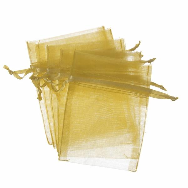 Organza Gift Bags |  Organza Gift Bomboniere Bag Medium Gold Pack 10(12.5x17cmH) Gift Bags Gold