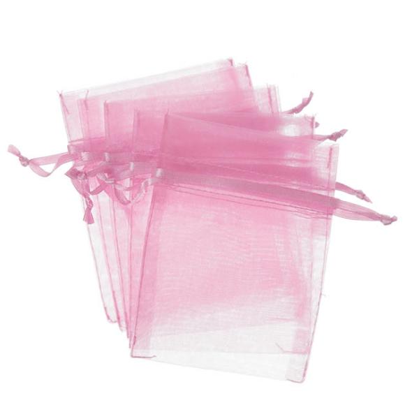 Organza Gift Bags |  Organza Gift Bomboniere Bag Medium Pink Pk 10 (12.5x17cmH) Gift Bags Organza Gift Bags