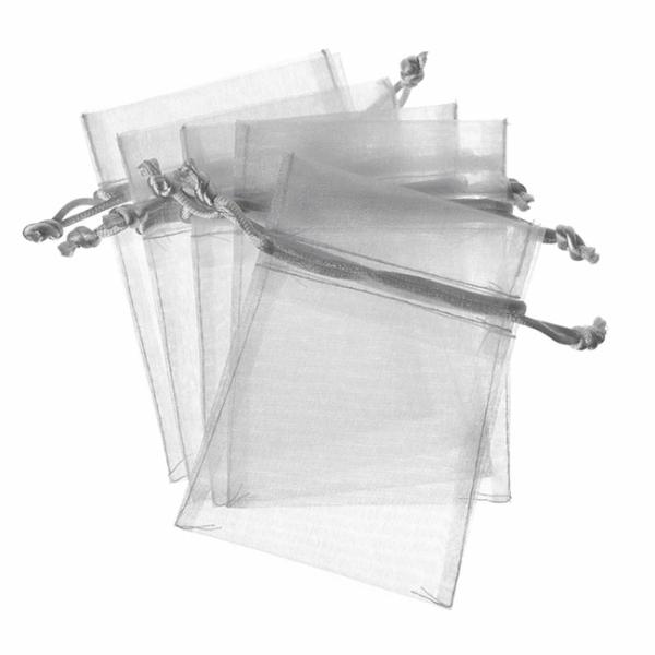 Organza Gift Bags |  Organza Gift Bomboniere Bag Medium Silver Pk10 (12.5x17cmH) Gift Bags Organza Gift Bags