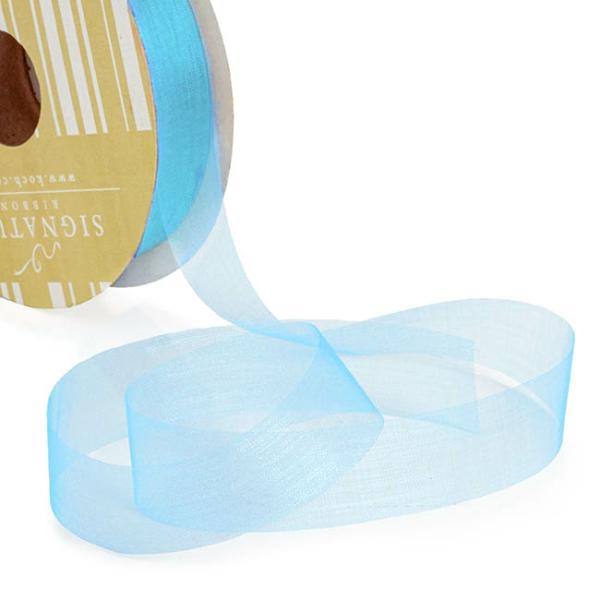 Organza Ribbons |  Bulk Organza Ribbon Cut Edge Baby Blue (25mmx100m) Fabric & Paper Ribbons Organza Ribbons