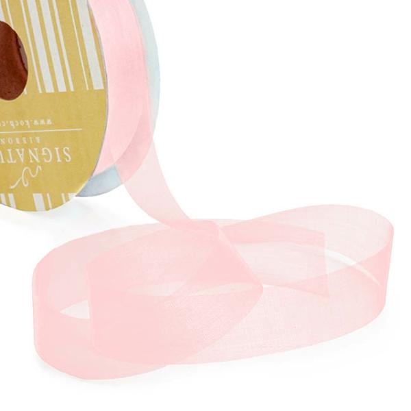 Organza Ribbons |  Bulk Organza Ribbon Cut Edge Baby Pink (25mmx100m) Fabric & Paper Ribbons Organza Ribbons