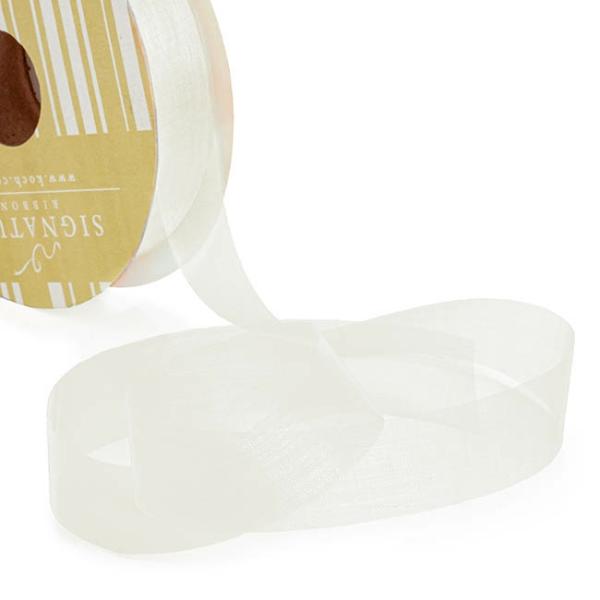 Organza Ribbons |  Bulk Organza Ribbon Cut Edge Cream (25mmx100m) Fabric & Paper Ribbons Cream Ivory