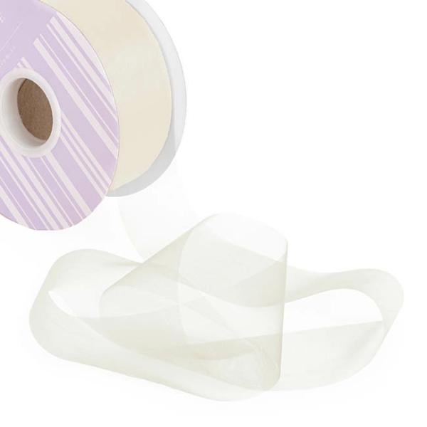 Organza Ribbons |  Bulk Organza Ribbon Cut Edge Cream (50mmx100m) Fabric & Paper Ribbons Cream Ivory