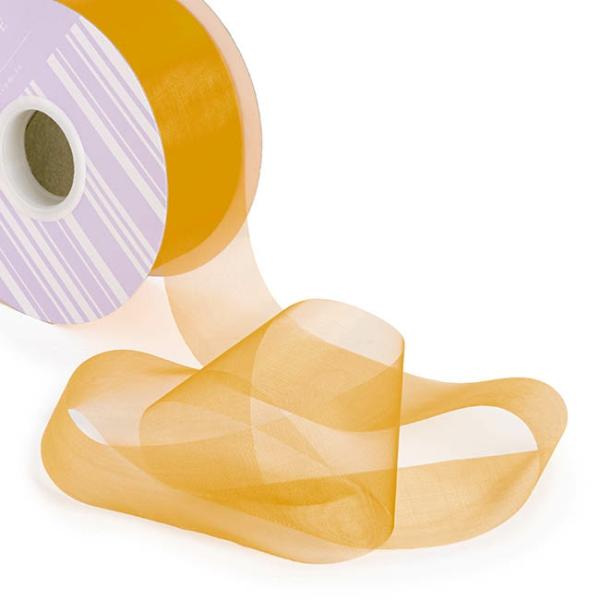 Organza Ribbons |  Bulk Organza Ribbon Cut Edge Gold (50mmx100m) Fabric & Paper Ribbons Gold