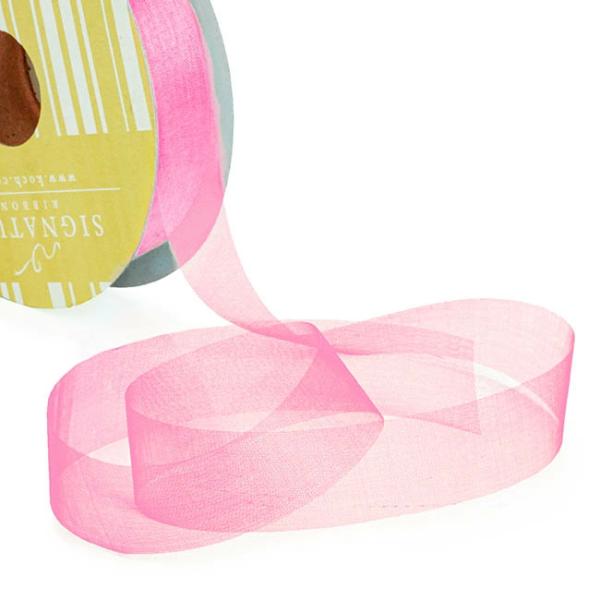 Organza Ribbons |  Bulk Organza Ribbon Cut Edge Hot Pink (25mmx100m) Fabric & Paper Ribbons Organza Ribbons