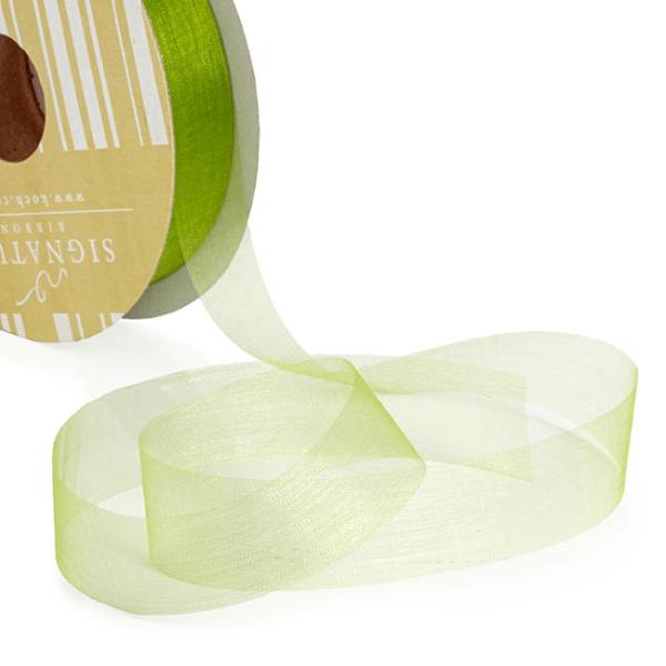 Organza Ribbons |  Bulk Organza Ribbon Cut Edge Moss (25mmx100m) Fabric & Paper Ribbons Green