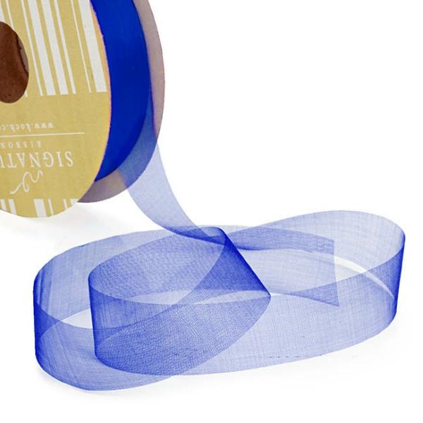 Organza Ribbons |  Bulk Organza Ribbon Cut Edge Navy (25mmx100m) Fabric & Paper Ribbons Blue