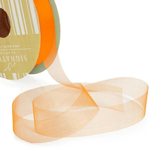 Organza Ribbons |  Bulk Organza Ribbon Cut Edge Orange (25mmx100m) Fabric & Paper Ribbons Orange