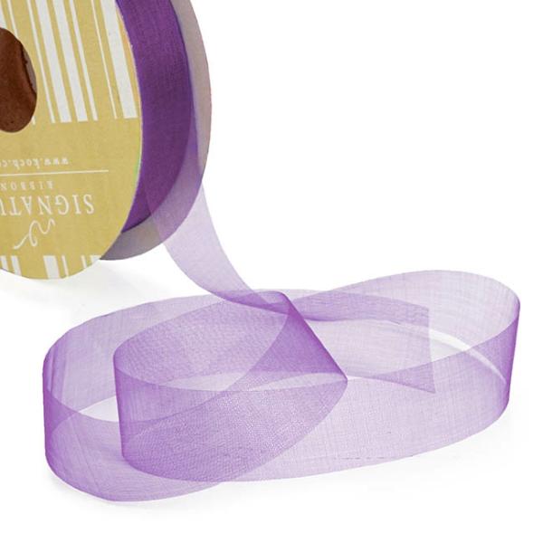 Organza Ribbons |  Bulk Organza Ribbon Cut Edge Violet (25mmx100m) Fabric & Paper Ribbons Organza Ribbons