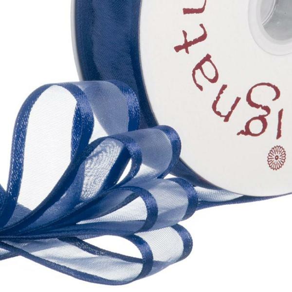 Organza Ribbons |  Ribbon Organdy Satin Edge Navy (23mmx20m) Fabric & Paper Ribbons Blue