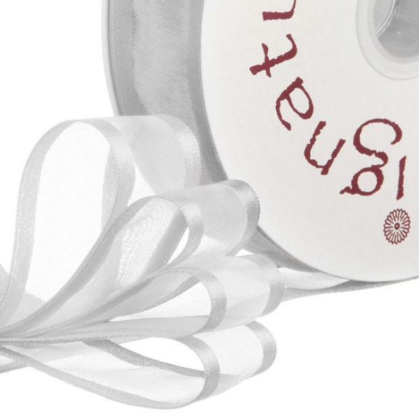 Organza Ribbons |  Ribbon Organdy Satin Edge Silver (23mmx20m) Fabric & Paper Ribbons Organza Ribbons