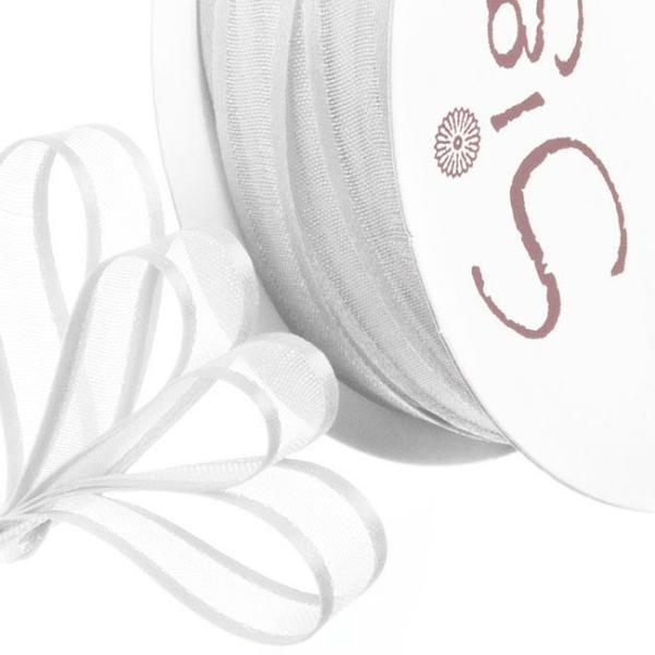 Organza Ribbons |  Ribbon Organdy Satin Edge White (10mmx20m) Fabric & Paper Ribbons Organza Ribbons