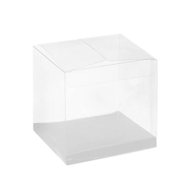 Patisserie & Cake Boxes |  Cupcake Box Clear With Base 30mic White (90x90x90mm) Pack 10 Acrylic & Pvc Display Gift Box Acrylic & Pvc Display Gift Box