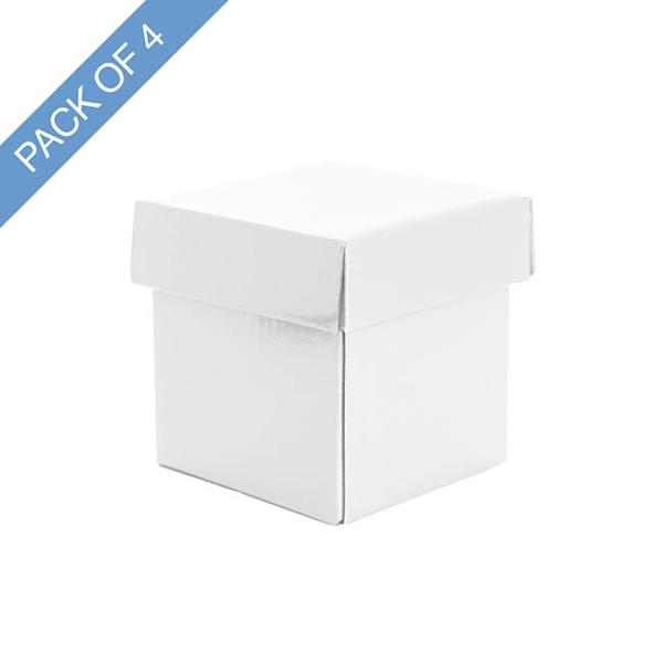 Patisserie & Cake Boxes |  Cupcake Box With Lid And Insert White Pack 4 (10x10x10cmH) Gift Boxes Patisserie & Cake Boxes