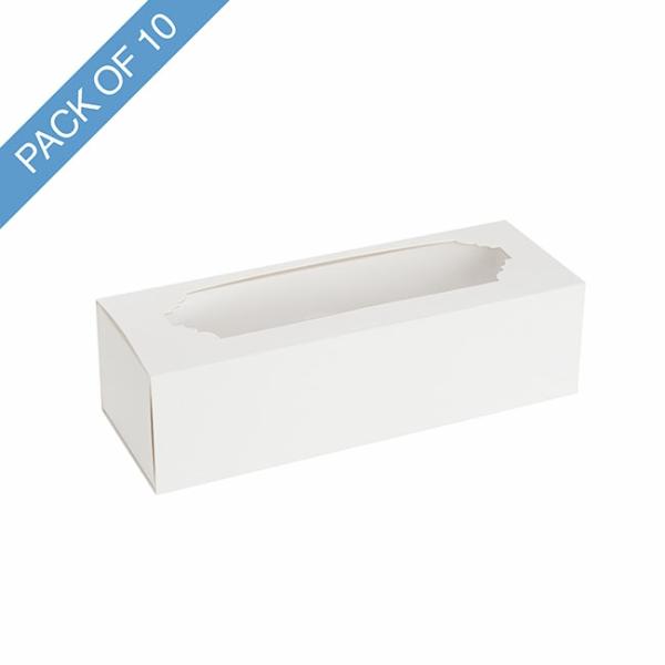 Patisserie & Cake Boxes |  Macaron Sliding Window Box 6 White Pack 10 (185x65x50Hmm) Acrylic & Pvc Display Gift Box Acrylic & Pvc Display Gift Box