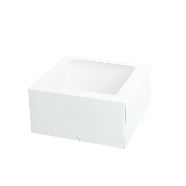 Patisserie & Cake Boxes |  Patisserie Square Window Box 9" Deep White (240x240x120mmH) Gift Boxes Patisserie & Cake Boxes