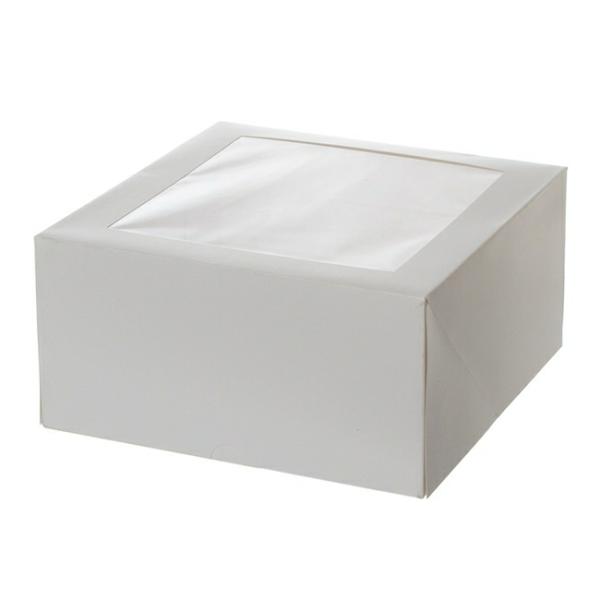 Patisserie & Cake Boxes |  Patisserie Square Window Box 9" White (230x230x75mmH) Gift Boxes Patisserie & Cake Boxes