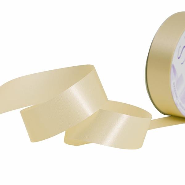 Poly Tear Ribbon |  Premium Non Tear Florist Ribbon Satin Champagne (30mmx50m) Fabric & Paper Ribbons Cream Ivory