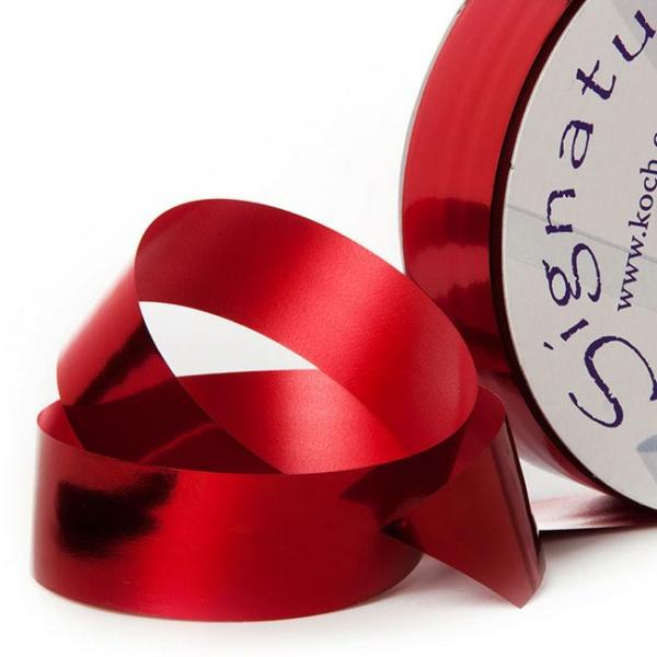 Poly Tear Ribbon |  Premium Tear Ribbon Metallic Red (30mmx91m) Fabric & Paper Ribbons Metallic Red