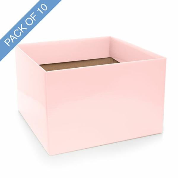 Posy Boxes |  Large Posy Box With Flap Pack 10 Baby Pink (22x14cmH) Flower Boxes & Bags Posy Boxes