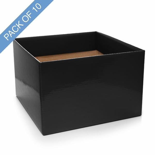 Posy Boxes |  Large Posy Box With Flap Pack 10 Black (22x14cmH) Flower Boxes & Bags Black